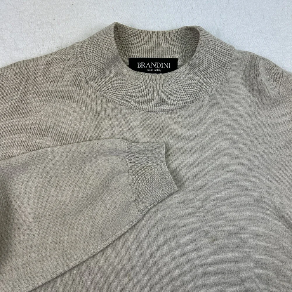 Brandini Sweater Mens Large Tall Woolmark 100% Merino Wool Crewneck Italy